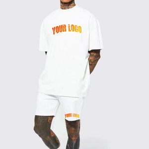 OEM <b>Men's</b> <b>Shorts</b> Set 100% Cotton Summer 2 Pcs Set Custom Oversized O-neck Tshirt and <b>Shorts</b> Sets Streetwear Summer Tracksuits - Product Image 4