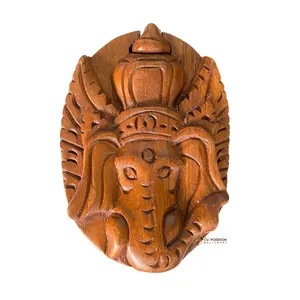 Accesorios de almacenamiento de madera, caja Ganesha, Color marrón, tallado a mano para regalo, artículo, producto de Bali, Indonesia
