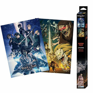 Set de 2 Pósters Chibi de Ataque a los Titanes para Fanáticos del Anime - Product Image 1