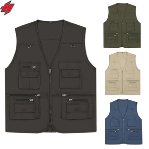 Gilets de pêcheur de pêche à la mouche de chasse en plein air avec multi-poches gilet de journaliste de photographie de voyage vente en gros - Product Image 3