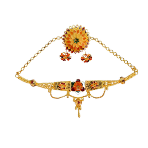 Bague collier boucles d'oreilles de qualité certifiée sertie de bijoux de style de luxe plaqué or 22 carats à vendre par les exportateurs - Product Image 1