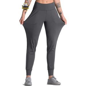 Personalizado OEM cintura elástica Jogger pantalones para mujer Regular Fit Skinny Flat Front verano al aire libre correr pantalones de chándal de lona - Product Image 3