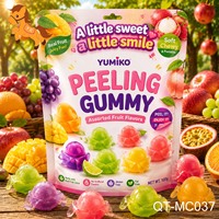 Groothandel Halal BRC Peeling 3D Kubus Dierlijke Gummy Candy Op Maat Gemaakte Fruit Smaken Echte Fruit Sap Vulling Suiker 100g Zakje OEM