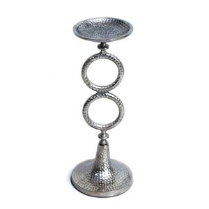 Polished Silver Candlestick Holder with Classic Round Base and Slender Stem Elegant <b>Candle</b> <b>Stand</b> for Home Decor - Product Image 5
