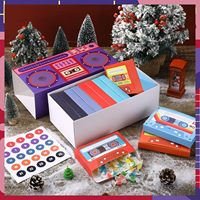 24 boîtes de fête néon années 80 et 90, boîtes de friandises de fête, calendrier de l'avent, nouveauté, cassette radio, décoration hip-hop