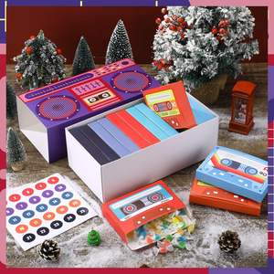 กล่องของชำร่วยงานปาร์ตี้นีออนยุค 80s 90s จำนวน 24 ชิ้น กล่องของขวัญงานปาร์ตี้รูปเครื่องเล่นวิทยุ ปฏิทินนับถอยหลัง ของตกแต่งแนวฮิปฮอป รูปเทปคาสเซ็ต - Product Image 2