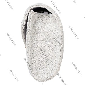 Handmade Elegant <b>White</b> Bridal <b>Clutch</b> Customizable Beaded <b>Wedding</b> Purse with Zipper Closure <b>for</b> Brides' Special Occasions - Product Image 2