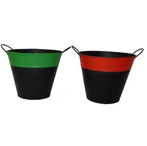Ensemble de pots de fleurs modernes en métal pour jardin, pots décoratifs colorés pour l'intérieur et l'extérieur, conteneurs à plantes en fer avec poignée pour la maison - Product Image 1