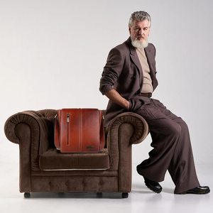 Elegante y Cómodo Bolso de Mano para Portátil de Cuero Marrón con Diseño Liso, Correa Ajustable y Características Duraderas, Hecho en India - Product Image 1