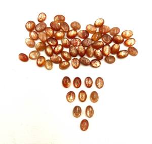 Haute qualité IGI certifié lâche 3-8 MM Orange Sunstone ovale Cabochon certifié pierre précieuse naturelle pour la fabrication de bijoux - Product Image 1