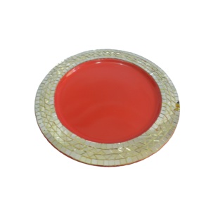 Assiette de service ronde en acier inoxydable au design exclusif et finition polie brillante pour les dîners - Product Image 2