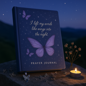 Diario di preghiera LABON celeste farfalla alzo le mie parole come ali nel diario cristiano viola taccuino devozionale notte - Product Image 5