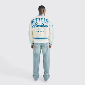 เสื้อแจ็กเก็ตเบสบอลผ้าวูลสำหรับผู้ชายเสื้อแจ็คเก็ตเบสบอลผ้าคอตตอนแบบสั่งทำโลโก้ด้านหน้าเสื้อโค้ทแฟชั่นสไตล์สตรีทแวร์สำหรับผู้ชาย - Product Image 3