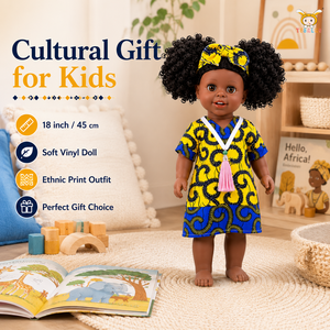 TUSALMO Muñeca Afroamericana de Vinilo Suave con Cabello Rizado Realista de 18 Pulgadas, Personalizada al por Mayor, para Niñas de 3+ Años, Educativa, <span class=keywords><strong>Escala</strong></span> 1:6 - Product Image 5