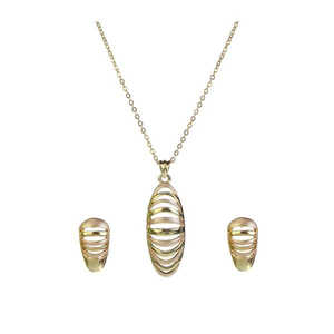 Ensemble de bijoux de mariée vintage de luxe Kriaa 1201704 boucles d'oreilles et bague en plaqué or 18 carats avec zircon et perle pour cadeaux - Product Image 1