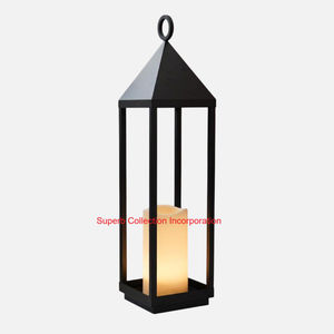Linterna decorativa moderna de metal negro con vela, ideal para interiores y exteriores, hogar, jardín y patio, decoración, boda y evento, iluminación - Product Image 2