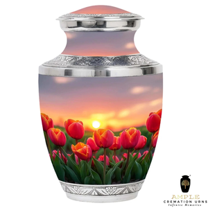 Urna de cremación de aluminio hecha a mano Diseño de grabado de flores Urnas de cremación | Revestimiento Meena | Diseño a prueba de fugas (grande 220 Cu) - Product Image 2