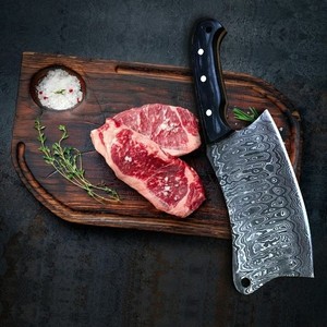 Cuchilla de chef profesional al por mayor con mango de cuerno, cuchillo de cocina de estilo japonés hecho a mano, hoja de Damasco. - Product Image 2