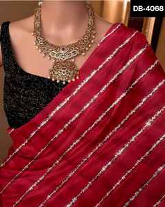 Sari de Georgette étnico indio para mujer, bordado pesado y trabajo de secuencia para bodas y festivales de fiesta - Product Image 2