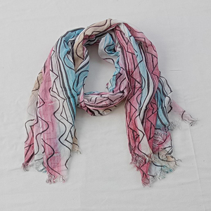 Bufandas con estampado de algodón 100% Digital Zig Zag de diseñador para mujer con estilo, tela de tacto extremadamente suave, logotipo personalizado, suministro a granel - Product Image 2