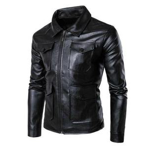 Veste en cuir de haute qualité en peau d'agneau véritable usine directe grande taille veste en cuir à fermeture éclair à la mode pour hommes manteaux en cuir - Product Image 2