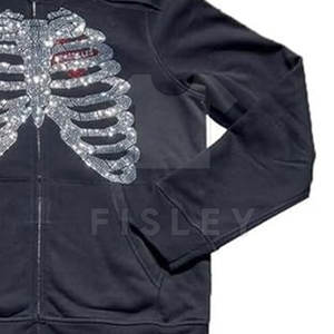 Sudaderas con Cremallera para Hombre, Invierno 2025, 100% Algodón, Estilo Urbano, Color Sólido, Transpirables, de Secado Rápido, Diseño Personalizable con Pedrería - Product Image 6