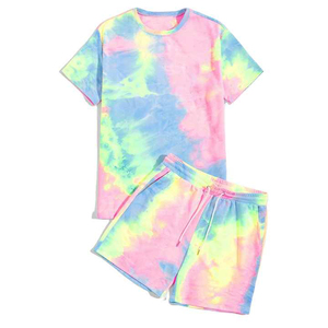 Conjunto de verano para hombre, camiseta con pantalones cortos a juego, Conjunto de camiseta y pantalón corto para hombre, 100% algodón - Product Image 1