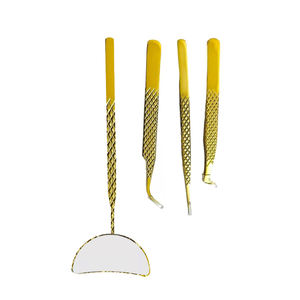 Juego de pinzas de extensión de pestañas amarillas, herramienta de belleza de espejo de volumen de Punta puntiaguda, logotipo personalizado, diseño duradero - Product Image 4