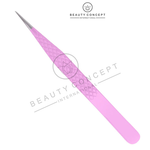 Juego de 5 pinzas de extensiones de pestañas con punta de fibra NANO de agarre de diamante de color rosa, pinzas clásicas y de volumen, acero japonés sostenible - Product Image 3