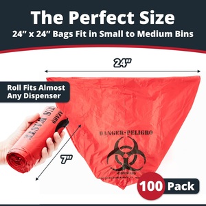 Venta al por mayor HDPE/LDPE plástico reciclado amarillo rojo Negro Bolsa de riesgo biológico en rollo basura esterilizable en autoclave bolsa de residuos para eliminación de residuos - Product Image 6