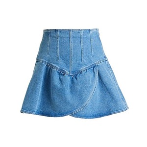 กระโปรงผ้ายีนส์ของผู้หญิงกระโปรงลำลองแบบธรรมชาติระบายอากาศได้เอวสูงรัดรูปคาวบอยยาวถึงเข่าสไตล์วินเทจแห้งเร็ว - Product Image 5