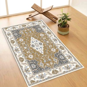 Tapis de prière islamique moderne gris et marron, imprimé, adapté aux animaux domestiques, tapis fin non tissé - Product Image 3