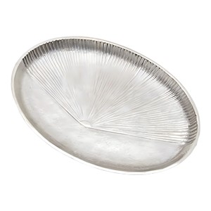 Plateau en aluminium ovale argenté avec la conception de relief pour le mariage et le cadeau d'hôtel de restaurant - Product Image 1