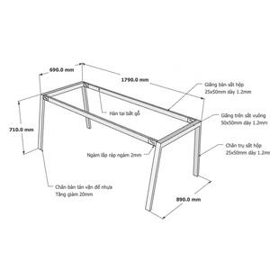 Adjustable Minimalist Steel Frame Conference <b>Table</b> 180x90cm HCAT009 - Product Image 2