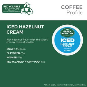 Café Verde de Green Mountain Coffee Roasters, Crema de Avellanas Helada, Cápsulas Individuales Keurig K-Cup, Café Helado con Sabor, 96 Unidades - Product Image 4