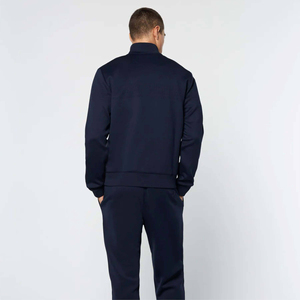 Ensemble de survêtement bleu marine pour homme, veste zippée unie et pantalon en mélange de polyester, vêtements de sport d'entraînement athlétique, tenue deux pièces - Product Image 4