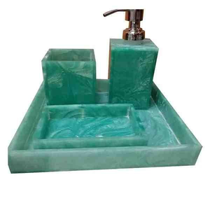 Venta superior de juego de baño de resina hecho a mano con efecto accesorios de baño de resina juego de regalo a precio bajo en India por Tradebit - Product Image 1