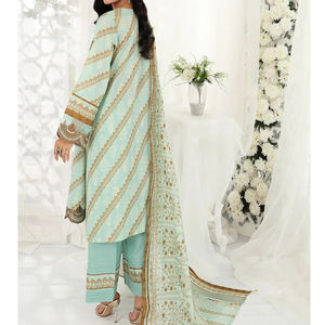 Traje de invierno de lino indio y paquistaní de lujo tradicional exclusivo para mujer, vestido de lino hecho en Pakistán para mujer - Product Image 5