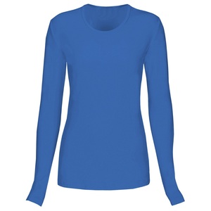 Unisex <b>Long</b> <b>Sleeve</b> Scrub Top Blue Knitted Cotton Hospital Uniform Blouse with Seamless Fusing by KATBROS INDUSTRY - Product Image 1
