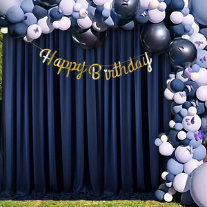네이비 쉬폰 배경 커튼 폴리 에스테르 배경 아치 파티 장식 사진 배경 장식 - Product Image 2