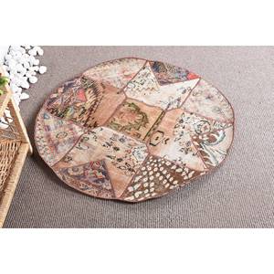 Vintage <b>Rustic</b> Brown Wool <b>Rug</b> 3.4 X 3.4 ft Turkish Patchwork Design Latex Backed for Living Room Decor for Teens 9x12 Size - Product Image 2