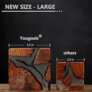 Ensemble de sous-verres en résine époxy carrée et ronde personnalisable de haute qualité pour fixateur de cuisine avec tampons - Product Image 3