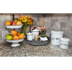 Plateau de service en métal galvanisé rond créatif simple avec poignées pour la cuisine, la maison et le mariage - Product Image 4