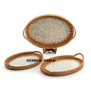 ชุดถาดหวายสำหรับเสิร์ฟสามชิ้นดีไซน์สร้างสรรค์ทำด้วยมือถาดหวายแบบคลาสสิก - Product Image 5