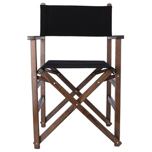 Chaise de directeur WELL HOME, structure en noyer avec toile noire, 51x46x86 cm, pour usage en jardin - Product Image 1
