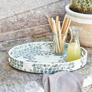 Bandeja ovalada de lujo para el hogar, bandeja para servir de nácar, bandejas decorativas de mesa para Decoración de mesa - Product Image 6