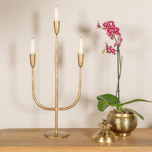Porte-bougie de luxe à 3 bras en aluminium doré pour mariage, fête, restaurant ou décoration intérieure - pour célébrations d'anniversaire - Product Image 5