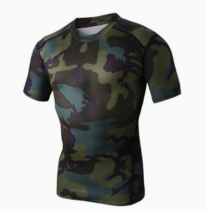 เสื้อยืดฟิตเนสเข้ารูปผ้าโพลีเอสเตอร์ระบายอากาศได้ดีสำหรับผู้ชายเสื้อออกกำลังกายคอกลมแขนสั้นสำหรับ100% - Product Image 2