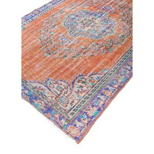 Tapis en laine noués à la main de grande taille, style vintage, motif médaillon rouge et orange, pour salon ou couloir - Pae-2674 - Product Image 2