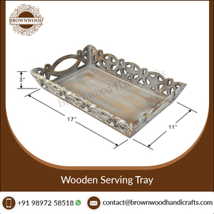 Plateau en bois écologique et durable Plateau de service élégant en bois de manguier noyer pour la décoration de table et de cuisine restaurant hôtel - Product Image 5